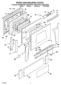 DOOR AND DRAWER PARTS Diagram and Parts List for YGR556LRKS0  Whirlpool Range