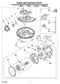 PUMP AND MOTOR PARTS Diagram and Parts List for DUL240XTPTA  Whirlpool Dishwasher