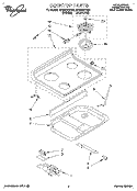 COOKTOP, LITERATURE Diagram and Parts List for RF360BXDN0  Whirlpool Range