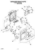 DISPENSER FRONT PARTS Diagram and Parts List for 3KES0GTQNL00  Whirlpool Refrigerator