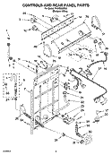 CONTROL AND REAR PANEL PARTS Diagram and Parts List for TAWB600PQ0  Estate Washer