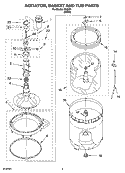AGITATOR, BASKET AND TUB PARTS Diagram and Parts List for IP43001  Inglis Washer