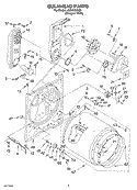 BULKHEAD Diagram and Parts List for LGB6000KQ0  Whirlpool Dryer