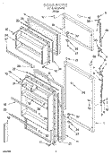 DOOR Diagram and Parts List for RT14HBXFW01  Roper Refrigerator