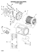 BASKET AND TUB PARTS Diagram and Parts List for LHW0050PQ3  Whirlpool Washer