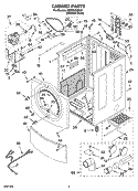 CABINET PARTS Diagram and Parts List for GEW9250SU0  Whirlpool Dryer