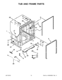 TUB AND FRAME PARTS Diagram and Parts List for IUD7500BS1  Whirlpool Dishwasher