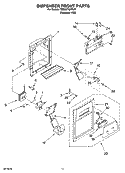 DISPENSER FRONT PARTS Diagram and Parts List for 7ED2GTQXPL01  Whirlpool Refrigerator