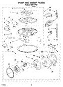 PUMP AND MOTOR PARTS Diagram and Parts List for GU640XTLQ1  Whirlpool Dishwasher