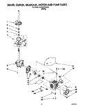 BRAKE, CLUTCH, GEARCASE, MOTOR AND PUMP Diagram and Parts List for KAWE977BWH0  KitchenAid Washer