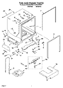 TUB AND FRAME PARTS Diagram and Parts List for KUDU02VRSS1  KitchenAid Dishwasher
