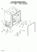 TUB AND FRAME PARTS Diagram and Parts List for GU2275XTVQ0  Whirlpool Dishwasher