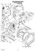 BULKHEAD PARTS Diagram and Parts List for WGD6600VU0  Whirlpool Dryer