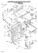 CONTROLS AND REAR PANEL PARTS Diagram and Parts List for 7MLSR6132PQ1  Whirlpool Washer