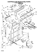 CONTROLS AND REAR PANEL PARTS Diagram and Parts List for 3XLBR8543JQ4  Whirlpool Washer