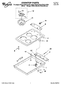 COOKTOP PARTS Diagram and Parts List for RCS3014RQ00  Whirlpool Cooktop