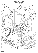 CABINET PARTS Diagram and Parts List for WGD5700SW0  Whirlpool Dryer