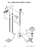 FILL, DRAIN AND OVERFILL PARTS Diagram and Parts List for KDFE454CSS0  KitchenAid Dishwasher