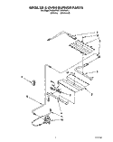 BROILER AND OVEN BURNER Diagram and Parts List for FGS395YW1  Roper Range