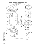 OUTER COVER & INSULATION, LITERATURE Diagram and Parts List for HD1000XSW8  Whirlpool Miscellaneous