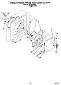 DRYER FRONT PANEL AND DOOR PARTS Diagram and Parts List for YLTE5243DQ3  Whirlpool Washer Dryer Combo