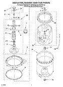 AGITATOR, BASKET AND TUB Diagram and Parts List for GSQ9632LL0  Whirlpool Washer