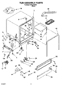 TUB ASSEMBLY PARTS Diagram and Parts List for RUD4000MU2  Roper Dishwasher