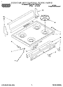 COOKTOP AND CONTROL PANEL, LITERATURE Diagram and Parts List for FGP325YL2  Roper Range