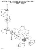 BRAKE, CLUTCH, GEARCASE, MOTOR AND PUMP Diagram and Parts List for LTG6234AN0  Whirlpool Washer Dryer Combo