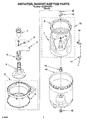 AGITATOR, BASKET AND TUB PARTS Diagram and Parts List for 7MLBR7333PT0  Whirlpool Washer