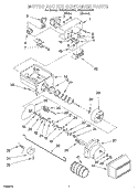 MOTOR AND ICE CONTAINER Diagram and Parts List for RS25AQXGN01  Roper Refrigerator