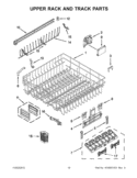 UPPER RACK AND TRACK PARTS Diagram and Parts List for KUDE40FXBT6  KitchenAid Dishwasher