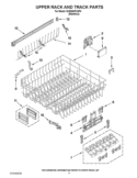 UPPER RACK AND TRACK PARTS Diagram and Parts List for KUDE40FXSP4  KitchenAid Dishwasher