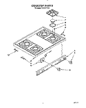 COOKTOP Diagram and Parts List for FGP357YW0  Roper Range
