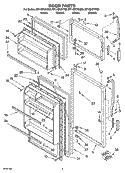 DOOR PARTS Diagram and Parts List for RT14DKXKT05  Roper Refrigerator