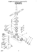 PUMP AND SPRAY ARM Diagram and Parts List for DU8000XB1  Whirlpool Dishwasher