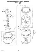 AGITATOR, BASKET AND TUB PARTS Diagram and Parts List for IM46000  Inglis Washer