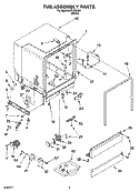TUB ASSEMBLY PARTS Diagram and Parts List for IPU58460  Inglis Dishwasher