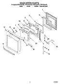 OVEN DOOR PARTS Diagram and Parts List for YKEHC309JB5  KitchenAid Microwave Oven Combo