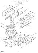 DOOR AND BROILER Diagram and Parts List for FGP335BQ2  Roper Range