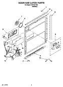 DOOR AND LATCH PARTS Diagram and Parts List for KUDL03ITSS1  KitchenAid Dishwasher
