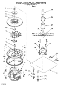 PUMP AND SPRAYARM Diagram and Parts List for DU018DWJX0  Whirlpool Dishwasher