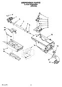 DISPENSER PARTS Diagram and Parts List for WFW8410SW01  Whirlpool Washer