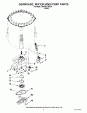 GEARCASE, MOTOR AND PUMP PARTS Diagram and Parts List for 7MWTW1750YW1  Whirlpool Washer