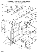 CONTROLS AND REAR PANEL PARTS Diagram and Parts List for 7MLSR6232JT4  Whirlpool Washer