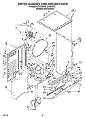 DRYER CABINET AND MOTOR PARTS Diagram and Parts List for LTE5243DQ5  Whirlpool Washer Dryer Combo