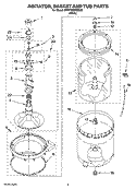 AGITATOR, BASKET AND TUB PARTS Diagram and Parts List for 3NWTW5505SQ0  Whirlpool Washer