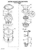MOTOR, BASKET AND TUB PARTS Diagram and Parts List for WTW6400SW3  Whirlpool Washer