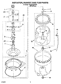 AGITATOR, BASKET AND TUB PARTS Diagram and Parts List for 7MLSC9000PW0  Whirlpool Washer
