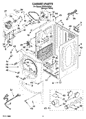 CABINET PARTS Diagram and Parts List for WGD9200SQ0  Whirlpool Dryer